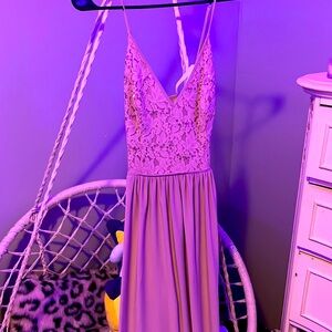 pretty pink lace top prom dress